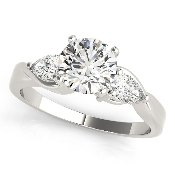 Round Diamond Trilogy Engagement Ring in 10K/14K gold and platinum with certified lab-grown or natural diamonds