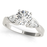 Round Diamond Trilogy Engagement Ring in 10K/14K gold and platinum with certified lab-grown or natural diamonds