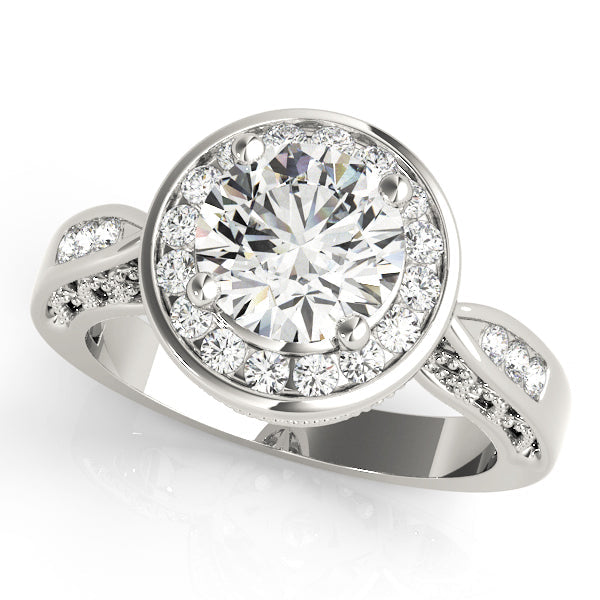 Eternal Halo Round Diamond Engagement Ring in 10K/14K gold and platinum with certified lab-grown or natural diamonds