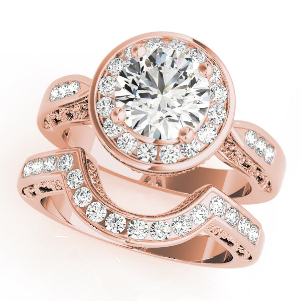 Eternal Halo Round Diamond Engagement Ring in 10K/14K gold and platinum with certified lab-grown or natural diamonds