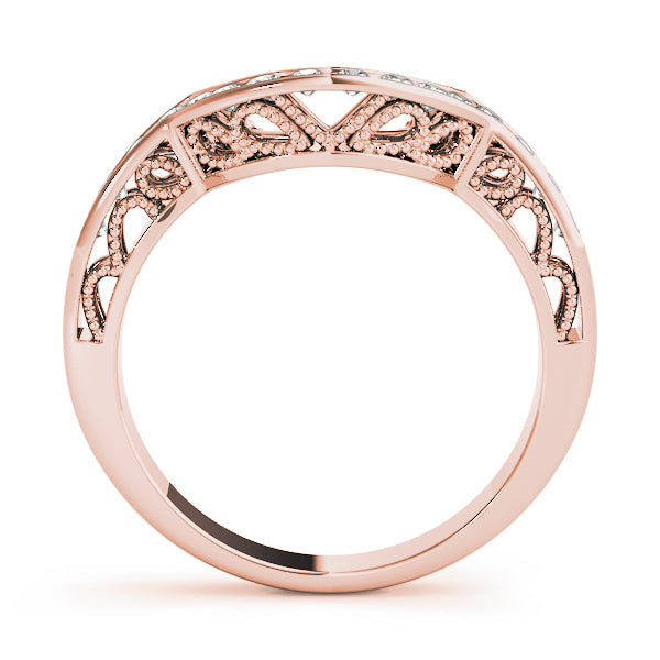 Curved Bands Half Eternity Ring in Gold & Platinum
