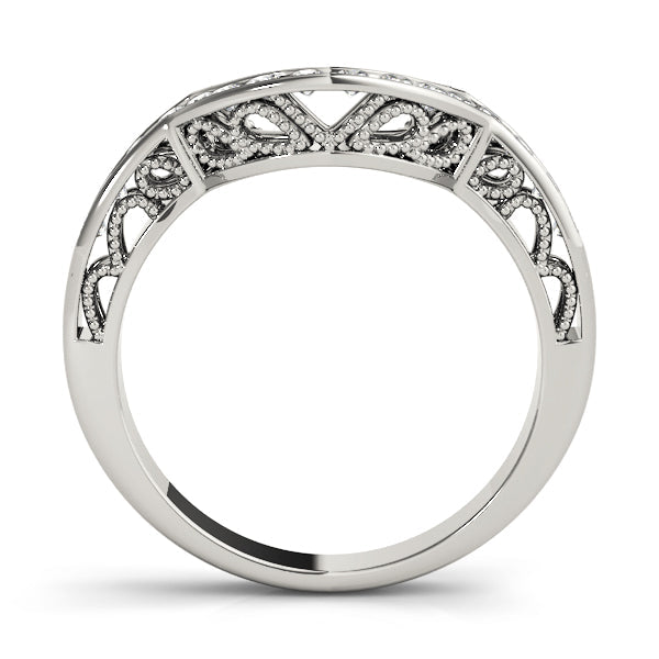 Curved Bands Half Eternity Ring in Gold & Platinum