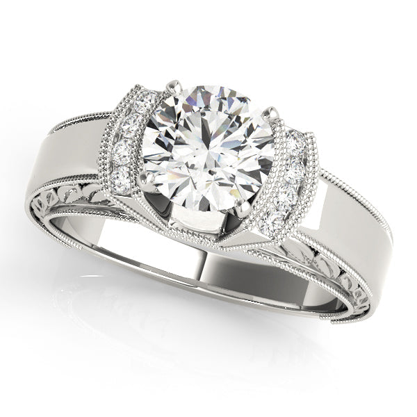 Radiant Remounts Round Diamond Engagement Ring in 10K/14K gold and platinum with certified lab-grown or natural diamonds