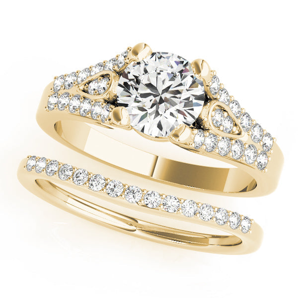 Brilliant Multi-Row Round Diamond Engagement Ring in 10K/14K gold and platinum with certified lab-grown or natural diamonds