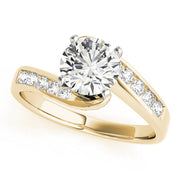 Sculpted Bypass Round Diamond Engagement Ring in 10K/14K gold and platinum with certified lab-grown or natural diamonds