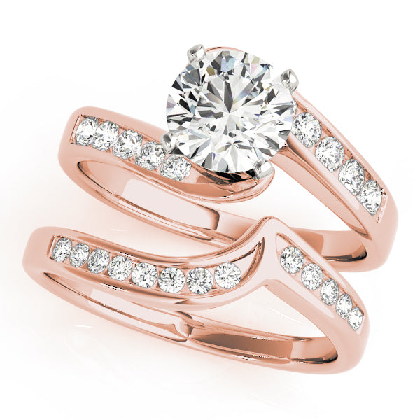 Sculpted Bypass Round Diamond Engagement Ring in 10K/14K gold and platinum with certified lab-grown or natural diamonds