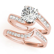 Sculpted Bypass Round Diamond Engagement Ring in 10K/14K gold and platinum with certified lab-grown or natural diamonds