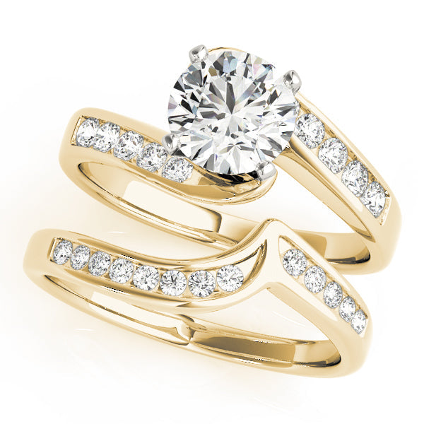 Sculpted Bypass Round Diamond Engagement Ring in 10K/14K gold and platinum with certified lab-grown or natural diamonds