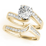 Sculpted Bypass Round Diamond Engagement Ring in 10K/14K gold and platinum with certified lab-grown or natural diamonds