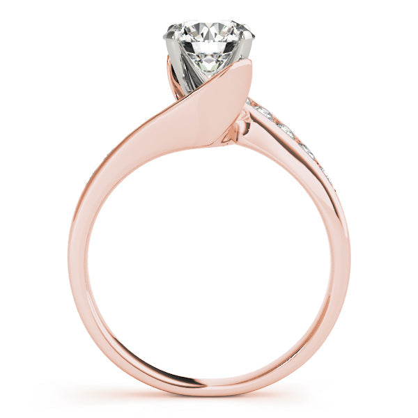 Sculpted Bypass Round Diamond Engagement Ring in 10K/14K gold and platinum with certified lab-grown or natural diamonds