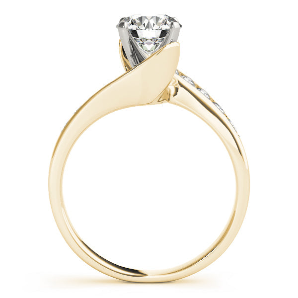 Sculpted Bypass Round Diamond Engagement Ring in 10K/14K gold and platinum with certified lab-grown or natural diamonds