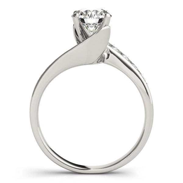 Sculpted Bypass Round Diamond Engagement Ring in 10K/14K gold and platinum with certified lab-grown or natural diamonds