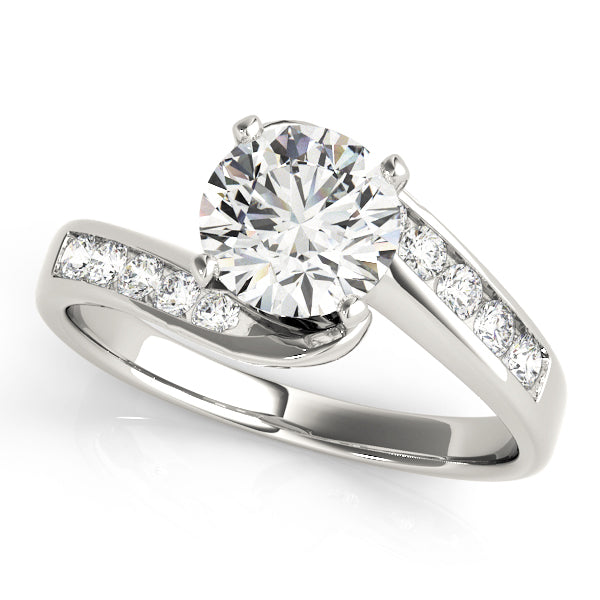 Sculpted Bypass Round Diamond Engagement Ring in 10K/14K gold and platinum with certified lab-grown or natural diamonds