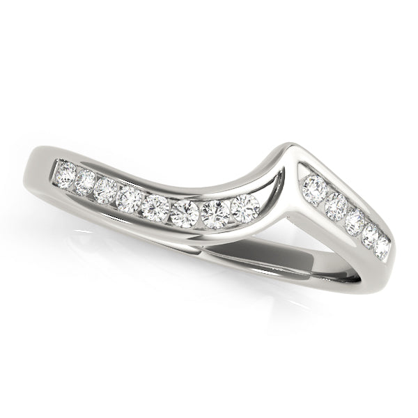 Curved Bands Half Eternity Ring in Gold & Platinum