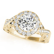 Couture Halo Round Diamond Engagement Ring in 10K/14K gold and platinum with certified lab-grown or natural diamonds