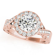 Couture Halo Round Diamond Engagement Ring in 10K/14K gold and platinum with certified lab-grown or natural diamonds