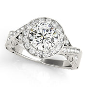 Couture Halo Round Diamond Engagement Ring in 10K/14K gold and platinum with certified lab-grown or natural diamonds