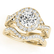 Couture Halo Round Diamond Engagement Ring in 10K/14K gold and platinum with certified lab-grown or natural diamonds
