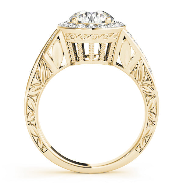 Couture Halo Round Diamond Engagement Ring in 10K/14K gold and platinum with certified lab-grown or natural diamonds