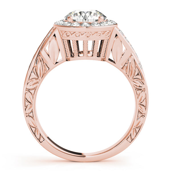 Couture Halo Round Diamond Engagement Ring in 10K/14K gold and platinum with certified lab-grown or natural diamonds