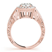 Couture Halo Round Diamond Engagement Ring in 10K/14K gold and platinum with certified lab-grown or natural diamonds