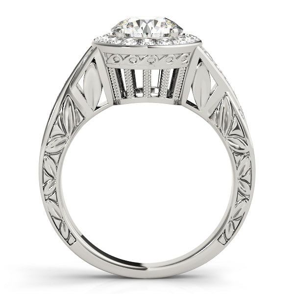 Couture Halo Round Diamond Engagement Ring in 10K/14K gold and platinum with certified lab-grown or natural diamonds