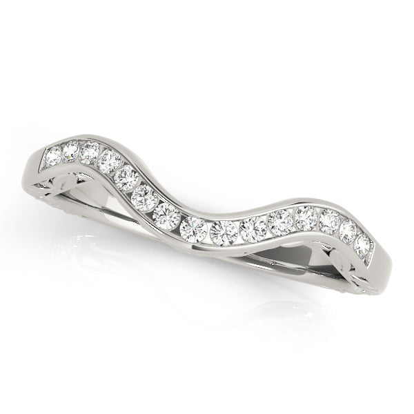 Single Row Channel Set Curved Half Eternity Ring in Gold & Platinum