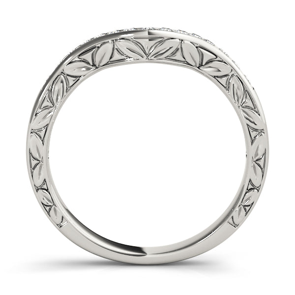 Single Row Channel Set Curved Half Eternity Ring in Gold & Platinum