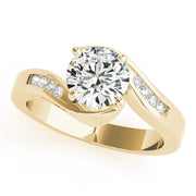 Romantic Bypass Round Diamond Engagement Ring in 10K/14K gold and platinum with certified lab-grown or natural diamonds