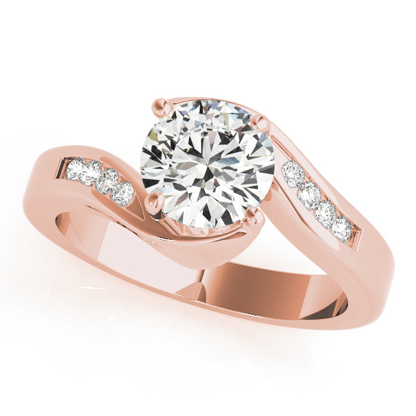 Romantic Bypass Round Diamond Engagement Ring in 10K/14K gold and platinum with certified lab-grown or natural diamonds