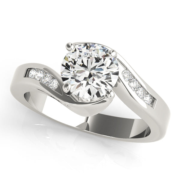 Romantic Bypass Round Diamond Engagement Ring in 10K/14K gold and platinum with certified lab-grown or natural diamonds
