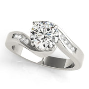 Romantic Bypass Round Diamond Engagement Ring in 10K/14K gold and platinum with certified lab-grown or natural diamonds
