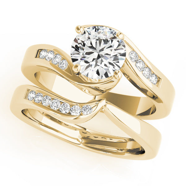 Romantic Bypass Round Diamond Engagement Ring in 10K/14K gold and platinum with certified lab-grown or natural diamonds