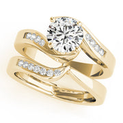 Romantic Bypass Round Diamond Engagement Ring in 10K/14K gold and platinum with certified lab-grown or natural diamonds