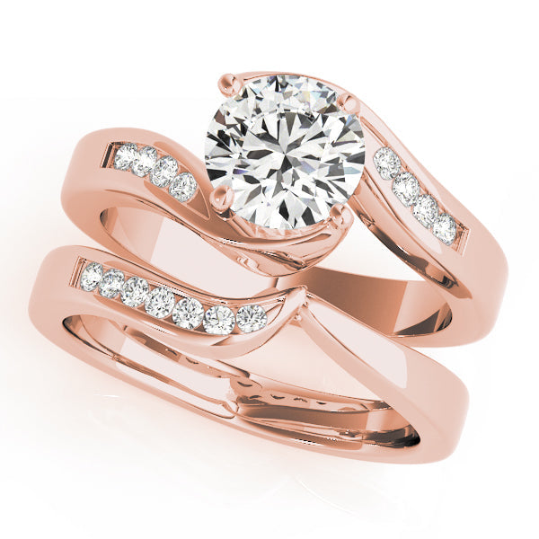 Romantic Bypass Round Diamond Engagement Ring in 10K/14K gold and platinum with certified lab-grown or natural diamonds