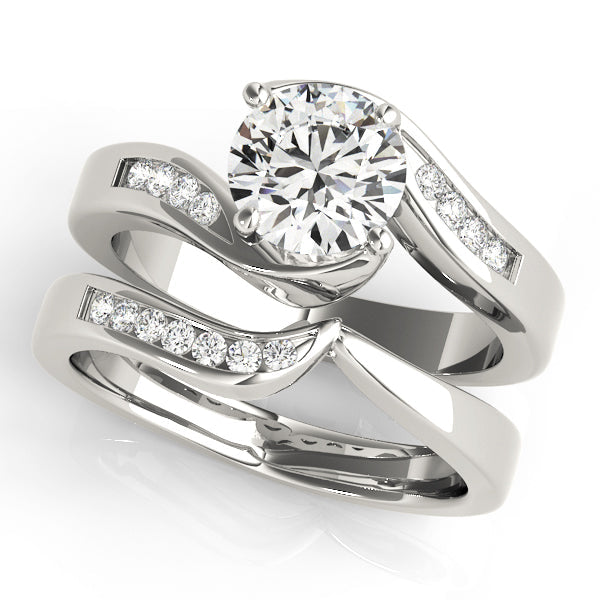 Romantic Bypass Round Diamond Engagement Ring in 10K/14K gold and platinum with certified lab-grown or natural diamonds