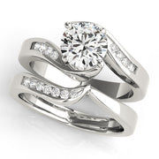 Romantic Bypass Round Diamond Engagement Ring in 10K/14K gold and platinum with certified lab-grown or natural diamonds