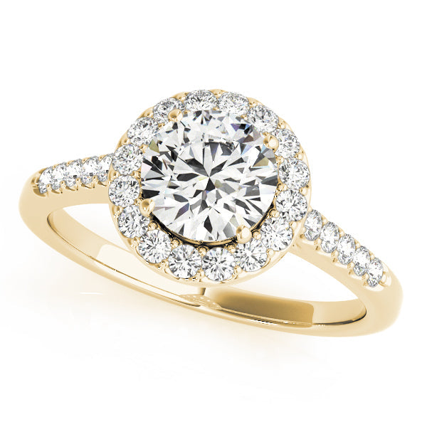 Statement Halo Round Diamond Engagement Ring in 10K/14K gold and platinum with certified lab-grown or natural diamonds