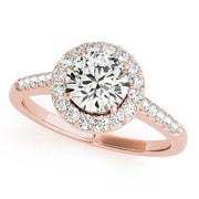 Statement Halo Round Diamond Engagement Ring in 10K/14K gold and platinum with certified lab-grown or natural diamonds