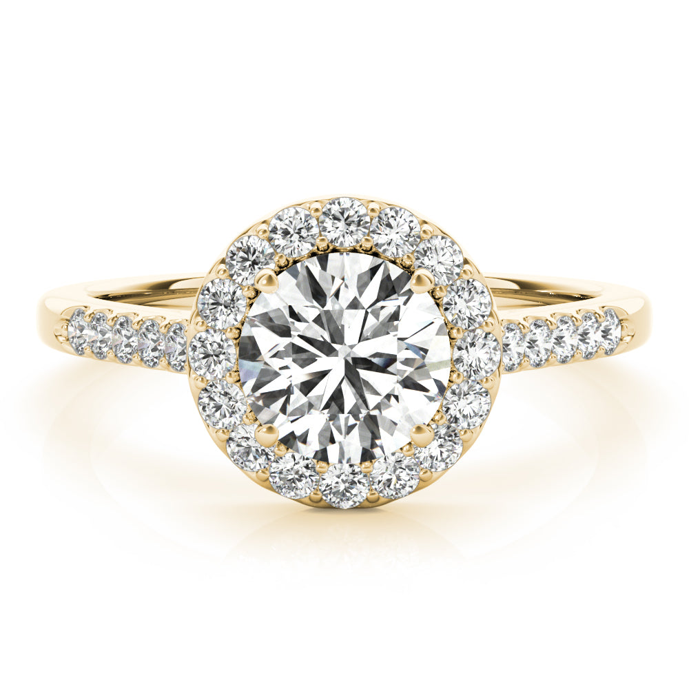 Statement Halo Round Diamond Engagement Ring in 10K/14K gold and platinum with certified lab-grown or natural diamonds