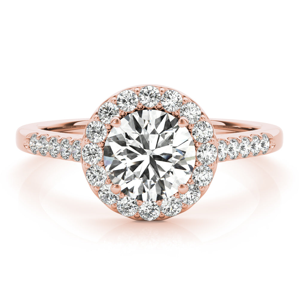 Statement Halo Round Diamond Engagement Ring in 10K/14K gold and platinum with certified lab-grown or natural diamonds