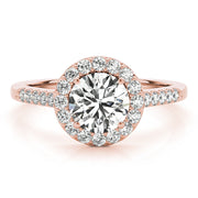 Statement Halo Round Diamond Engagement Ring in 10K/14K gold and platinum with certified lab-grown or natural diamonds
