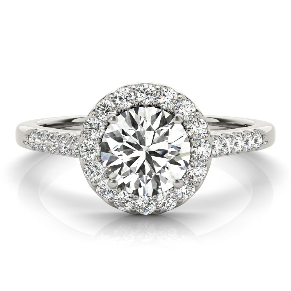 Statement Halo Round Diamond Engagement Ring in 10K/14K gold and platinum with certified lab-grown or natural diamonds