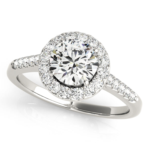 Statement Halo Round Diamond Engagement Ring in 10K/14K gold and platinum with certified lab-grown or natural diamonds