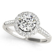 Statement Halo Round Diamond Engagement Ring in 10K/14K gold and platinum with certified lab-grown or natural diamonds