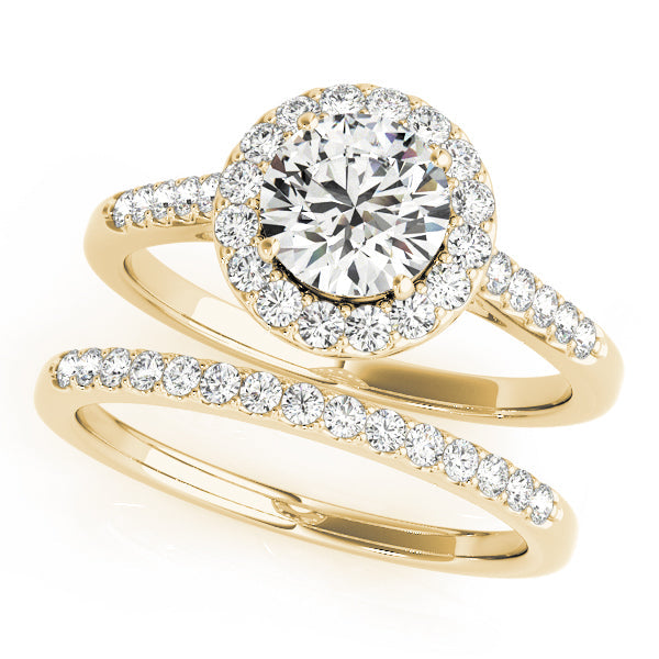 Statement Halo Round Diamond Engagement Ring in 10K/14K gold and platinum with certified lab-grown or natural diamonds