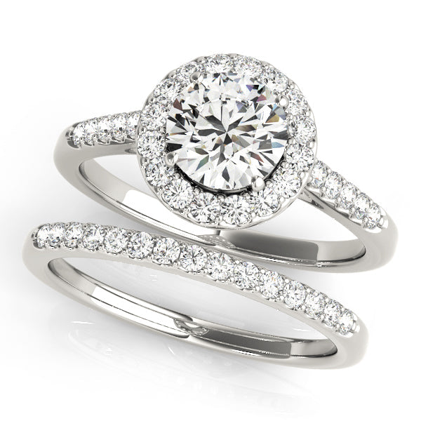 Statement Halo Round Diamond Engagement Ring in 10K/14K gold and platinum with certified lab-grown or natural diamonds