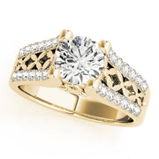 Lustrous Multi-Row Round Diamond Engagement Ring in 10K/14K gold and platinum with certified lab-grown or natural diamonds