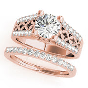 Lustrous Multi-Row Round Diamond Engagement Ring in 10K/14K gold and platinum with certified lab-grown or natural diamonds