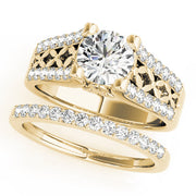 Lustrous Multi-Row Round Diamond Engagement Ring in 10K/14K gold and platinum with certified lab-grown or natural diamonds